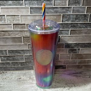 Rainbow, domed, Starbucks 24oz tumbler